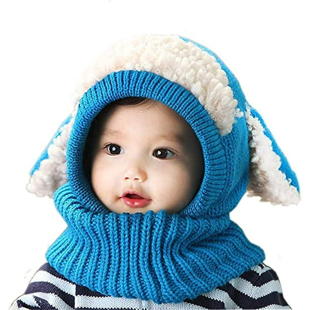 Toddler Kids Baby Girls Boys Warm Knit Winter Hat Scarf Earflap Beanie Skull Cap